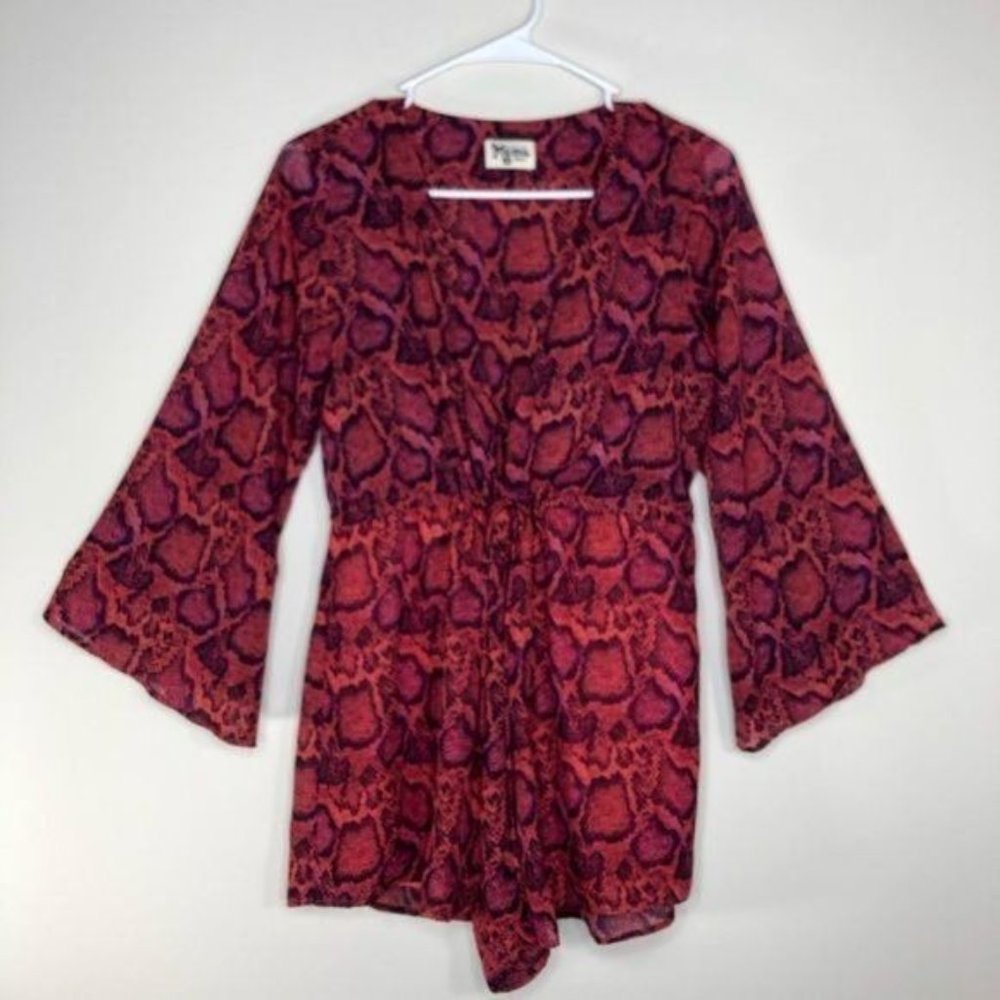 Show Me Your Mumu Size S Roxy Popsicle Python Romper Tromped Sleeves